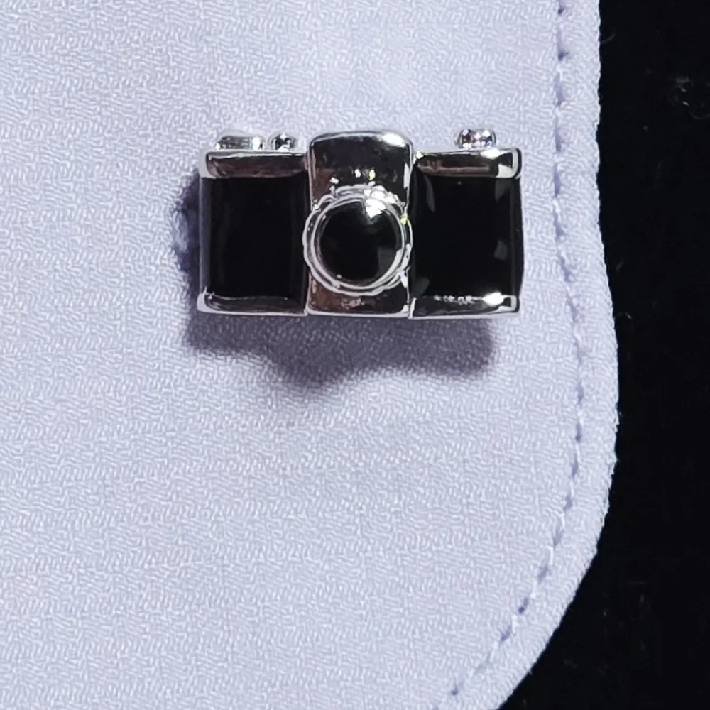Black Camera Men’s Novelty French Cufflinks Silver Plated Bullet Back Gift
